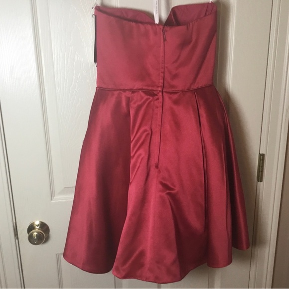 Sherri Hill NWT Red Strapless Rhinestone Mini Satin Dress with Pockets - Size 8 - Picture 6 of 14